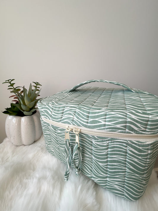 Green striped Train Case 